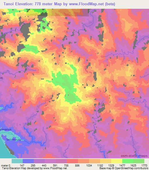 Tanoi,Vanuatu Elevation Map