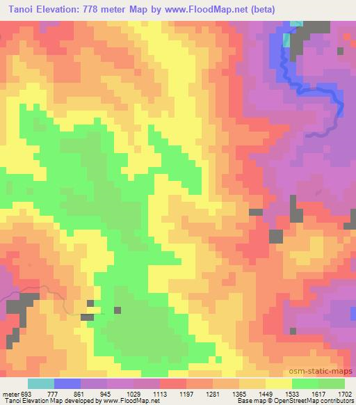 Tanoi,Vanuatu Elevation Map