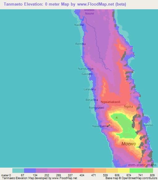 Tanmaeto,Vanuatu Elevation Map