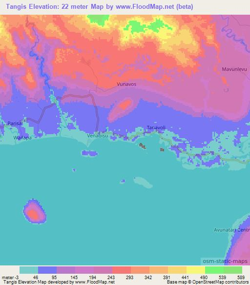 Tangis,Vanuatu Elevation Map