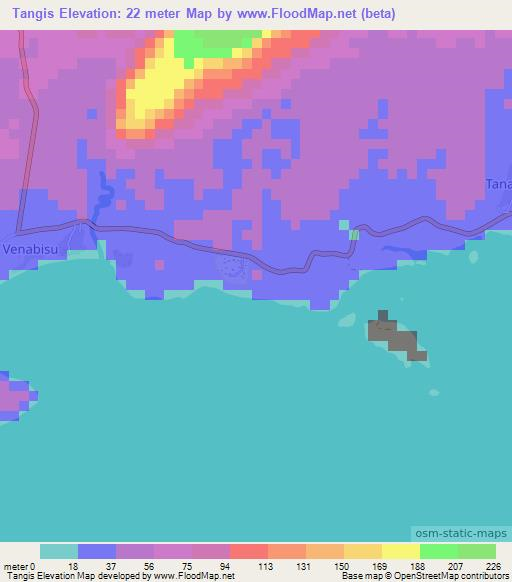 Tangis,Vanuatu Elevation Map