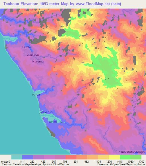 Tanboun,Vanuatu Elevation Map