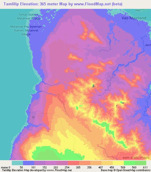 Tamlilip,Vanuatu Elevation Map
