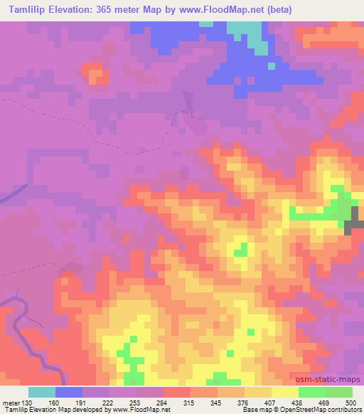 Tamlilip,Vanuatu Elevation Map
