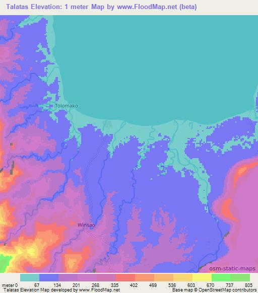Talatas,Vanuatu Elevation Map