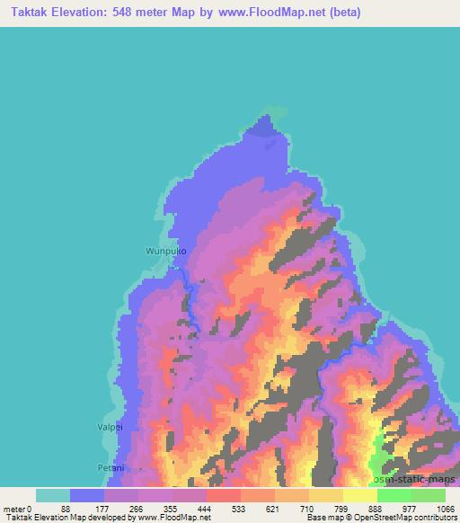 Taktak,Vanuatu Elevation Map