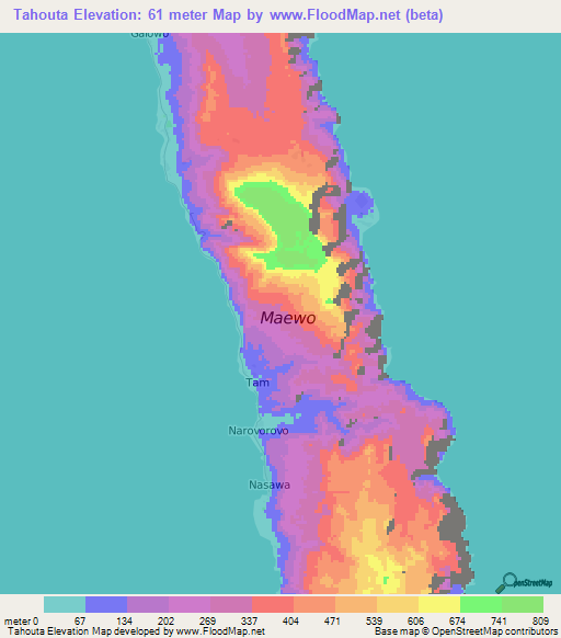 Tahouta,Vanuatu Elevation Map