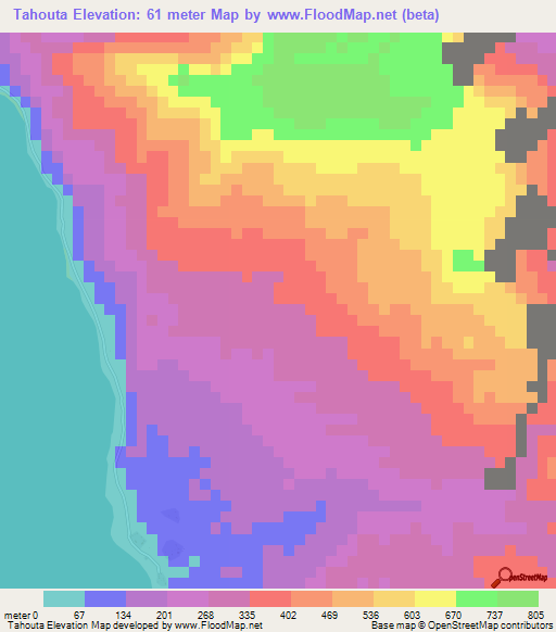 Tahouta,Vanuatu Elevation Map