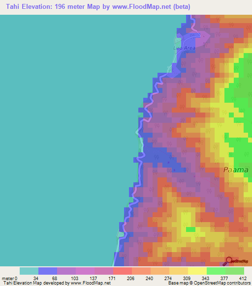 Tahi,Vanuatu Elevation Map