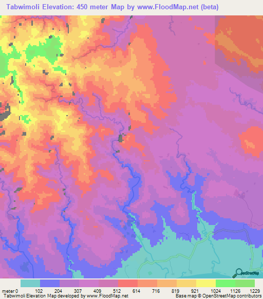 Tabwimoli,Vanuatu Elevation Map
