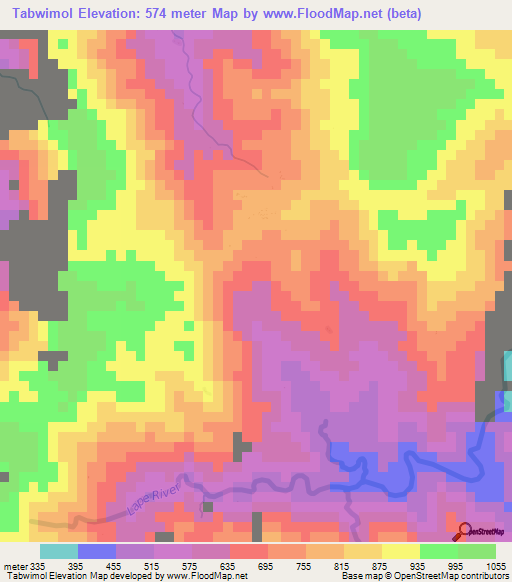 Tabwimol,Vanuatu Elevation Map