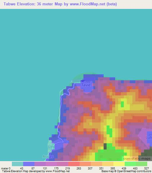 Tabwe,Vanuatu Elevation Map