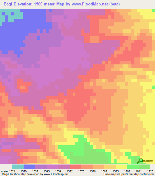 Baqi,Iran Elevation Map