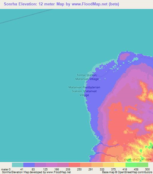 Sonrha,Vanuatu Elevation Map