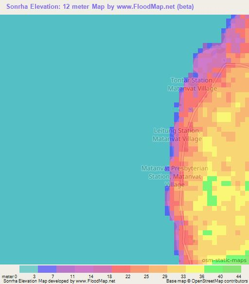 Sonrha,Vanuatu Elevation Map