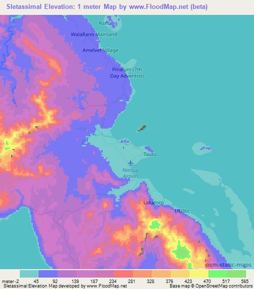 Sletassimal,Vanuatu Elevation Map