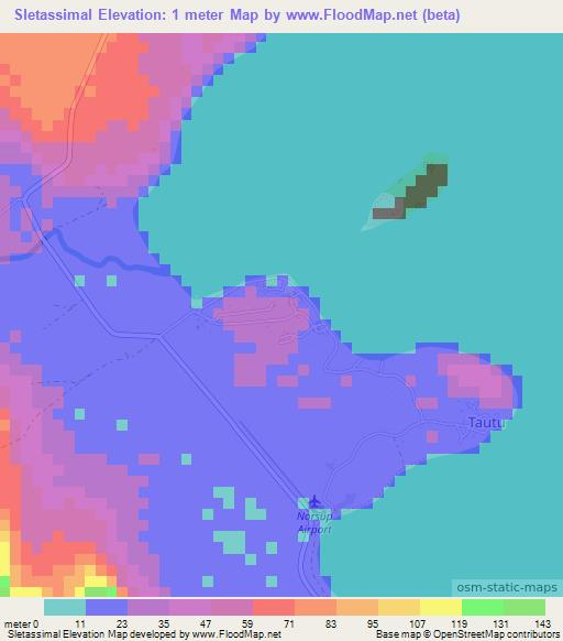 Sletassimal,Vanuatu Elevation Map