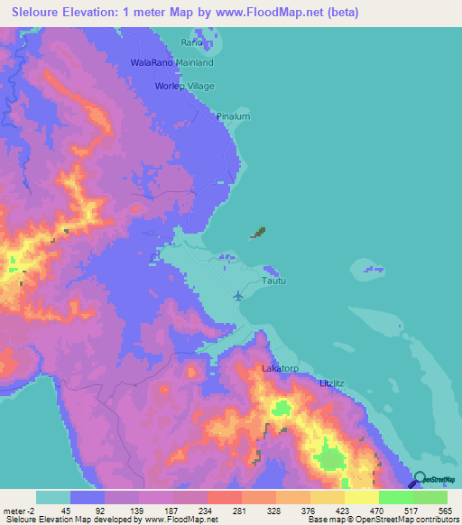 Sleloure,Vanuatu Elevation Map
