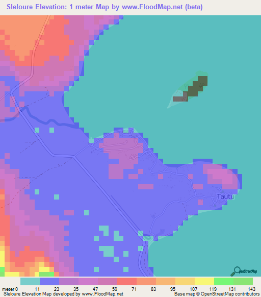 Sleloure,Vanuatu Elevation Map
