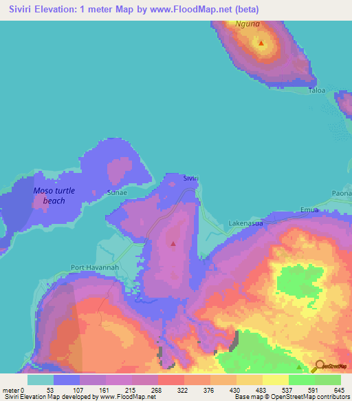 Siviri,Vanuatu Elevation Map