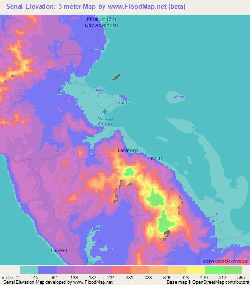 Senal,Vanuatu Elevation Map