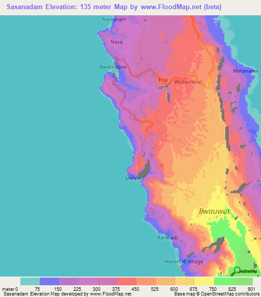 Sasanadam,Vanuatu Elevation Map