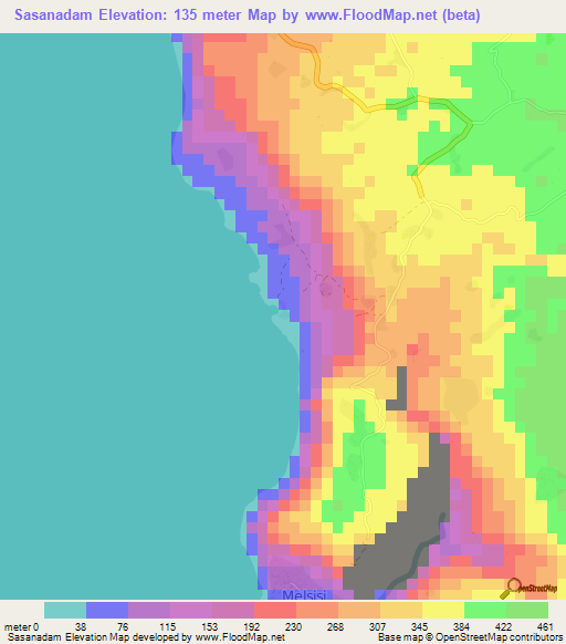 Sasanadam,Vanuatu Elevation Map