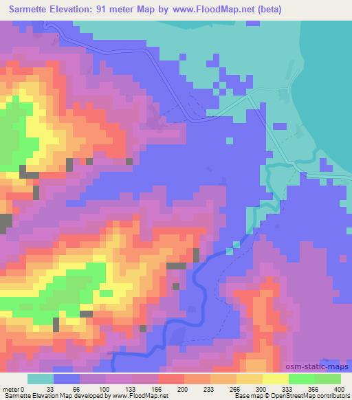Sarmette,Vanuatu Elevation Map