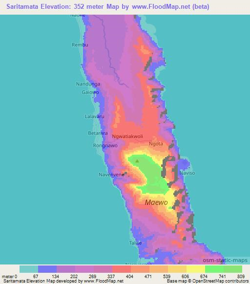 Saritamata,Vanuatu Elevation Map