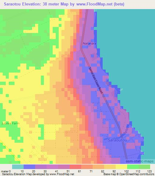 Saraotou,Vanuatu Elevation Map