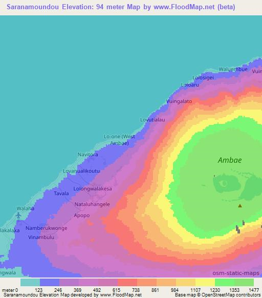 Saranamoundou,Vanuatu Elevation Map