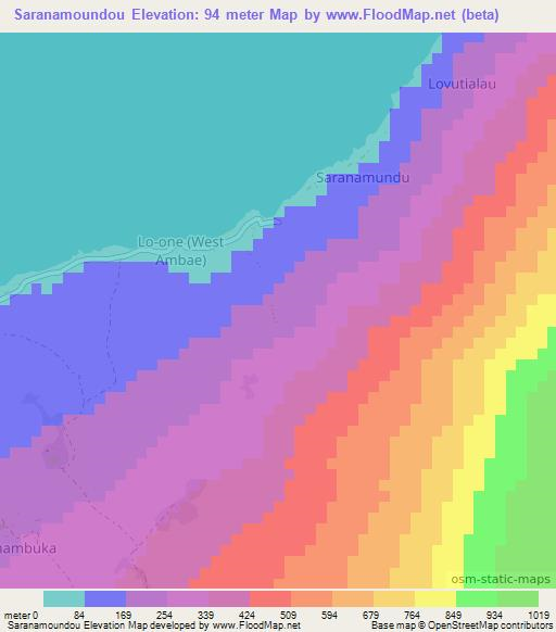 Saranamoundou,Vanuatu Elevation Map