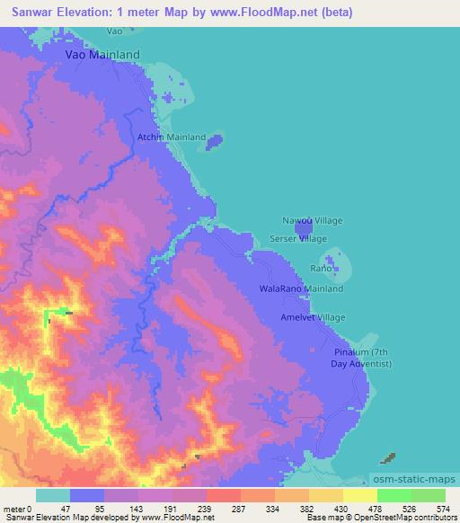 Sanwar,Vanuatu Elevation Map