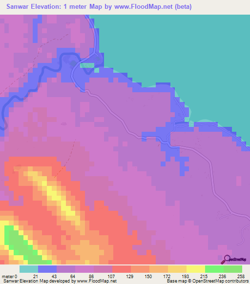 Sanwar,Vanuatu Elevation Map