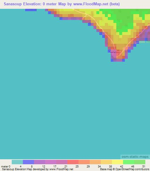 Sanasoup,Vanuatu Elevation Map