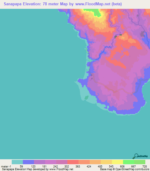 Sanapapa,Vanuatu Elevation Map