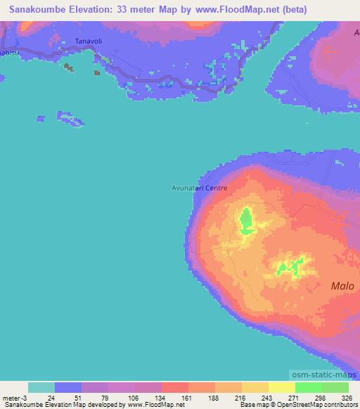 Sanakoumbe,Vanuatu Elevation Map