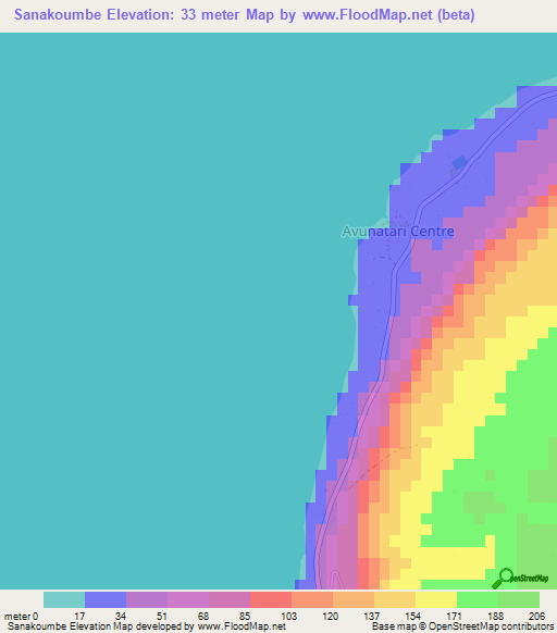 Sanakoumbe,Vanuatu Elevation Map
