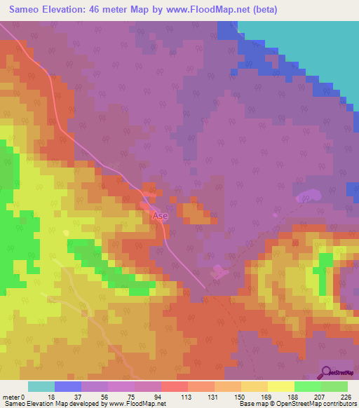 Sameo,Vanuatu Elevation Map