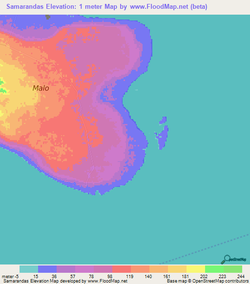 Samarandas,Vanuatu Elevation Map