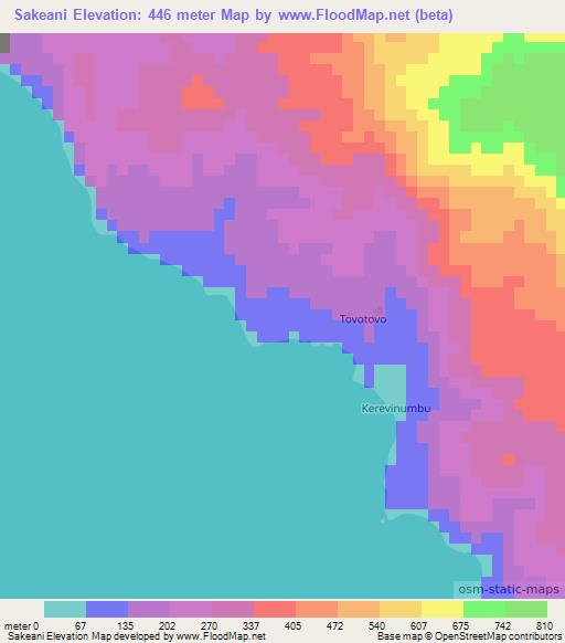 Sakeani,Vanuatu Elevation Map