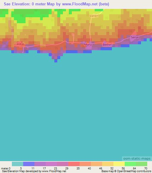 Sae,Vanuatu Elevation Map