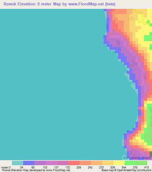 Rowok,Vanuatu Elevation Map