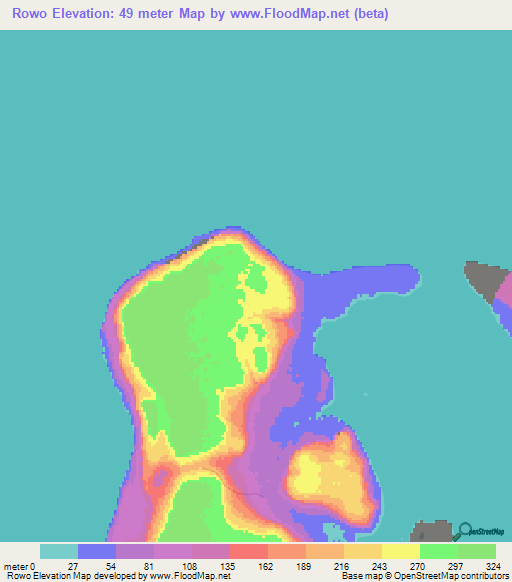 Rowo,Vanuatu Elevation Map