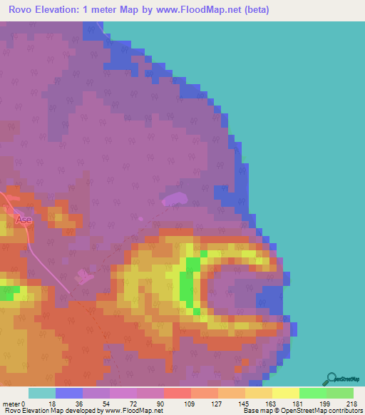 Rovo,Vanuatu Elevation Map