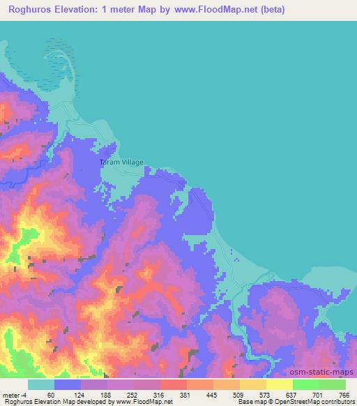 Roghuros,Vanuatu Elevation Map