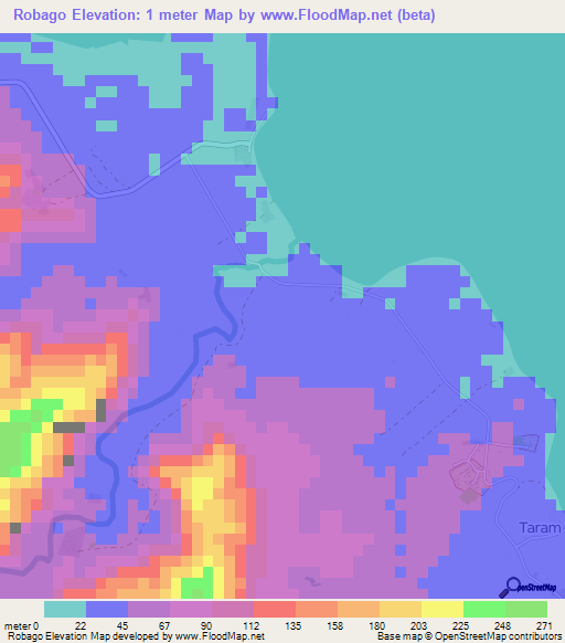 Robago,Vanuatu Elevation Map