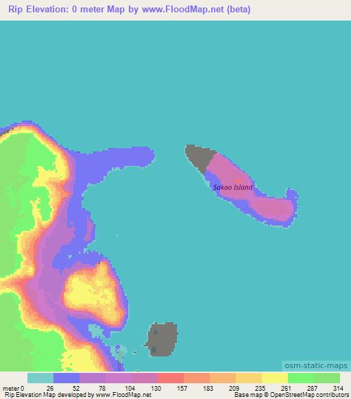 Rip,Vanuatu Elevation Map