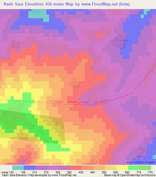 Kash Sara,Iran Elevation Map