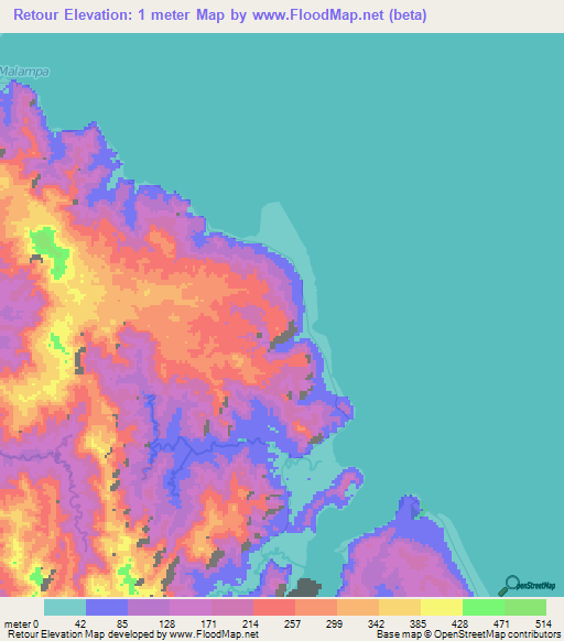 Retour,Vanuatu Elevation Map